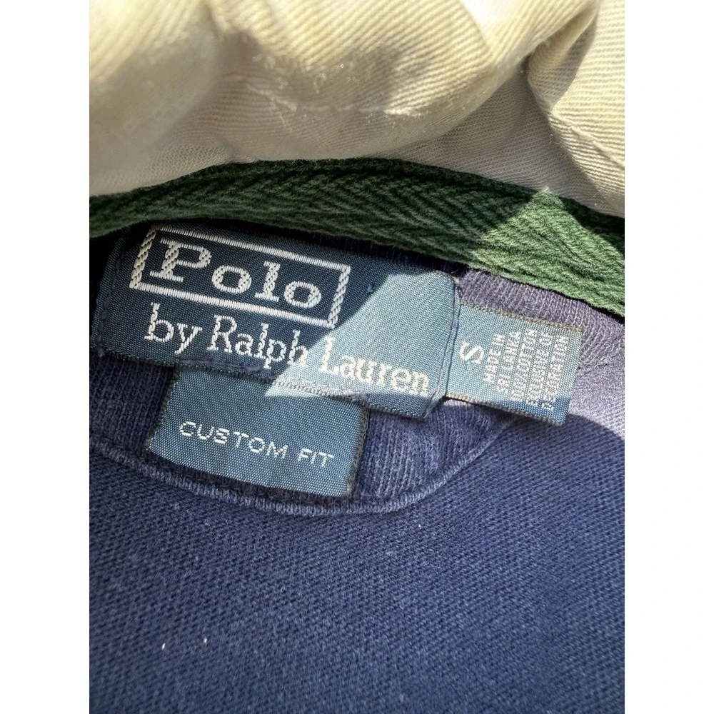 Polo Ralph Lauren Big Pony Rugby 90s Elbow Patch #2 Men's Small‎ Navy Blue